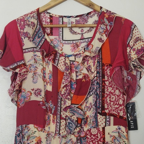 Lapis Boho patchwork fit and flare dress sz lg - Picture 4 of 14